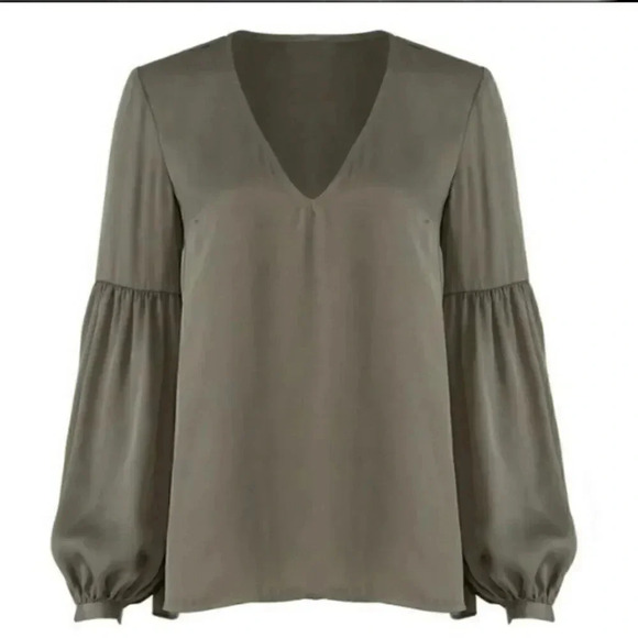 L'Academie Tops - Revolve L'academie The Maya Long sleeve Blouse in Olive